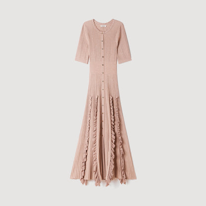 Pietrarosa Sparkling knit maxi dress Nude