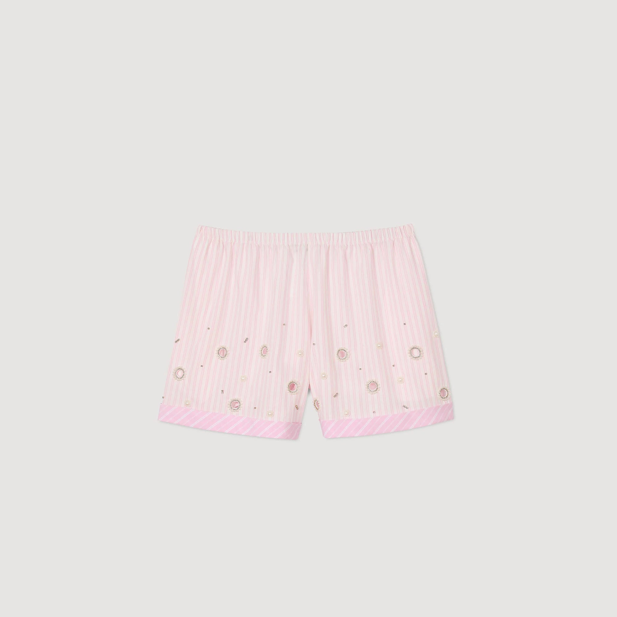 Titti Rhinestone Striped Shorts Pink