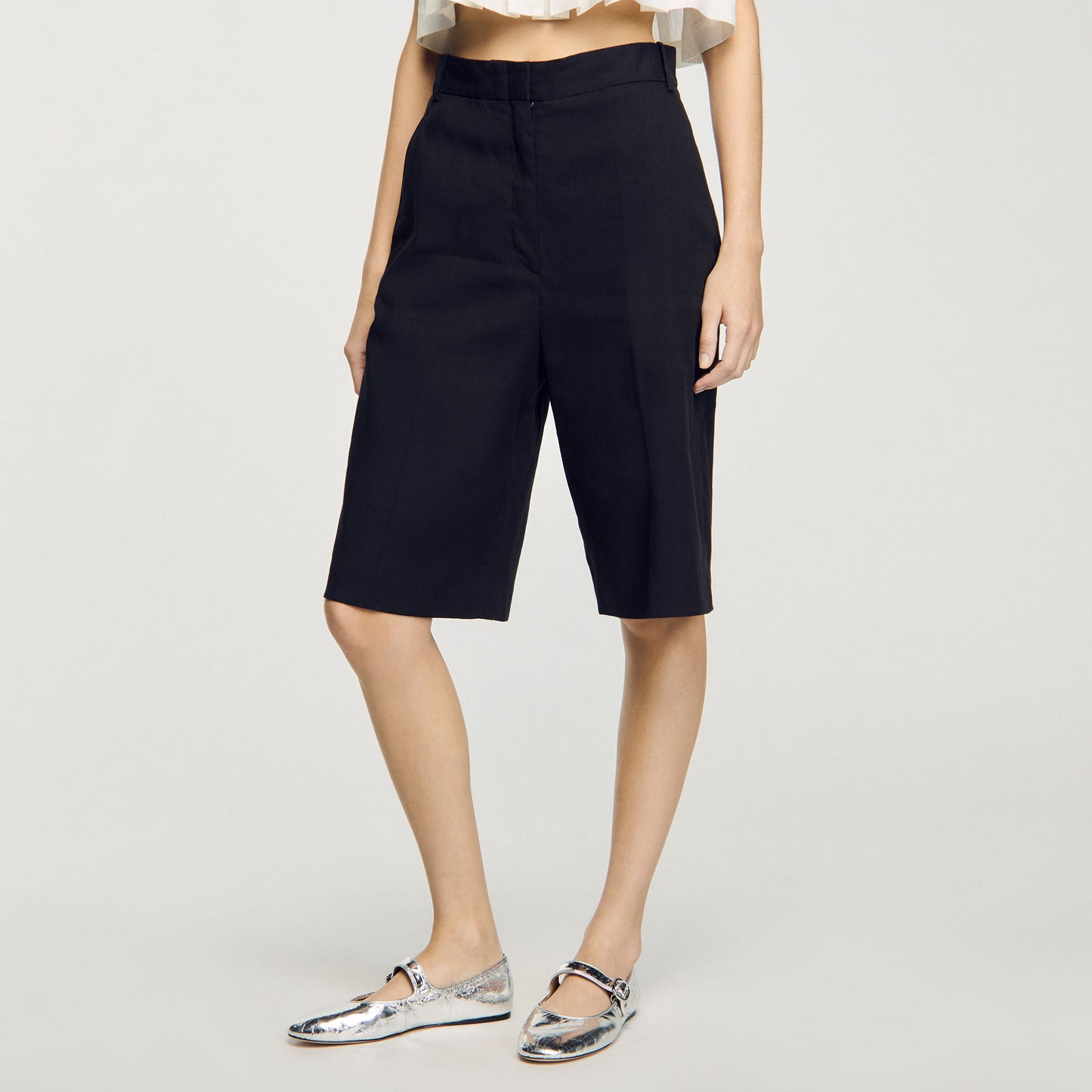 Soan Linen-Blend Bermuda Shorts Black Black