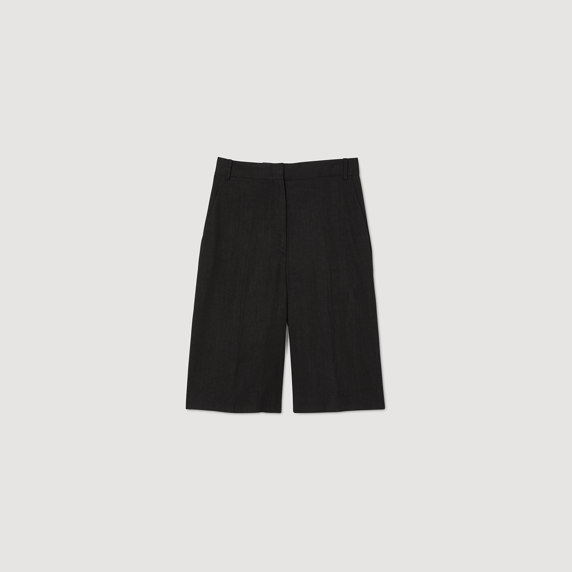 Soan Linen-Blend Bermuda Shorts Black Black