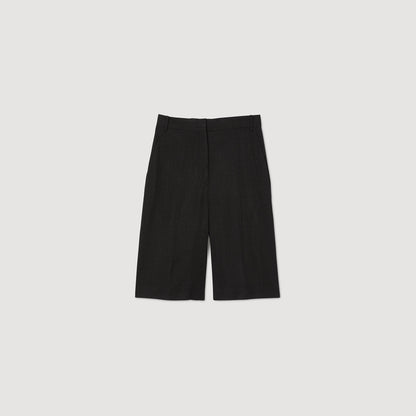 Soan Linen-Blend Bermuda Shorts Black Black
