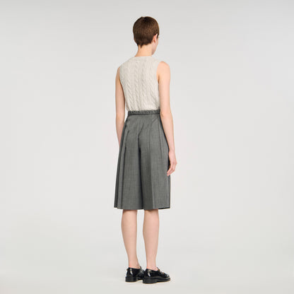 Pacey Pleated Long Shorts Grey