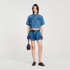 Luna Ruffled Denim Shorts Blue Jean