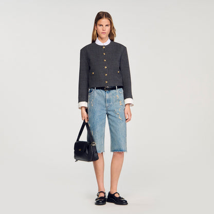 Lirio Distressed Denim Bermuda Shorts Blue Jean