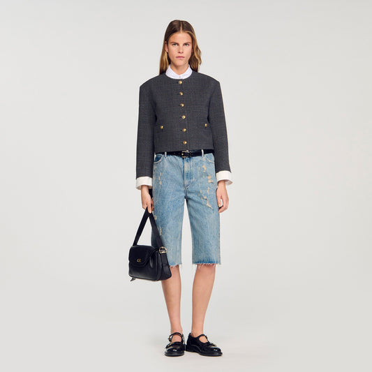 Lirio Distressed Denim Bermuda Shorts Blue Jean