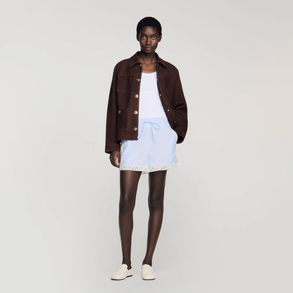 Gaianne Lace Detail Shorts Sky Blue