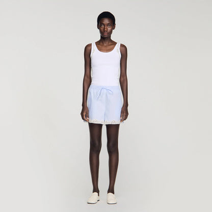 Gaianne Lace Detail Shorts Sky Blue