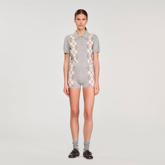 Miloe Diamond-Pattern Knit Shorts Grey