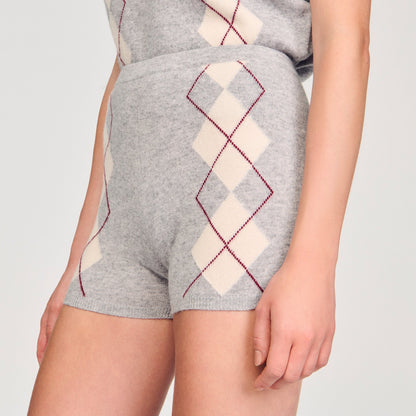 Miloe Diamond-Pattern Knit Shorts Grey