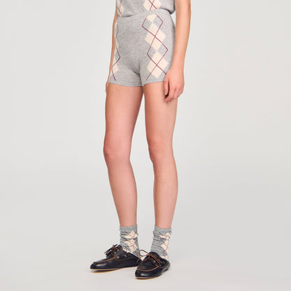 Miloe Diamond-Pattern Knit Shorts Grey