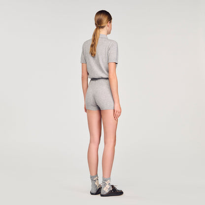 Miloe Diamond-Pattern Knit Shorts Grey