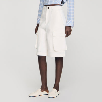Tilio Wide-Leg Cotton Bermuda Shorts White