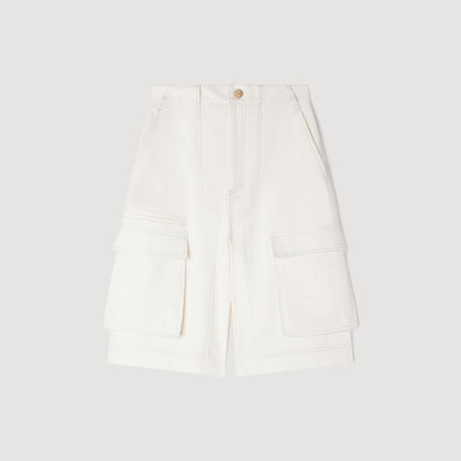 Tilio Wide-Leg Cotton Bermuda Shorts White