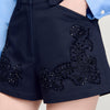 Bahya Embroidered Cotton Shorts Navy Blue