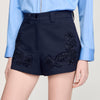 Bahya Embroidered Cotton Shorts Navy Blue
