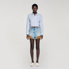 Canyon Riveted Denim And Suede Shorts Light Blue Jean