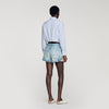Canyon Riveted Denim And Suede Shorts Light Blue Jean
