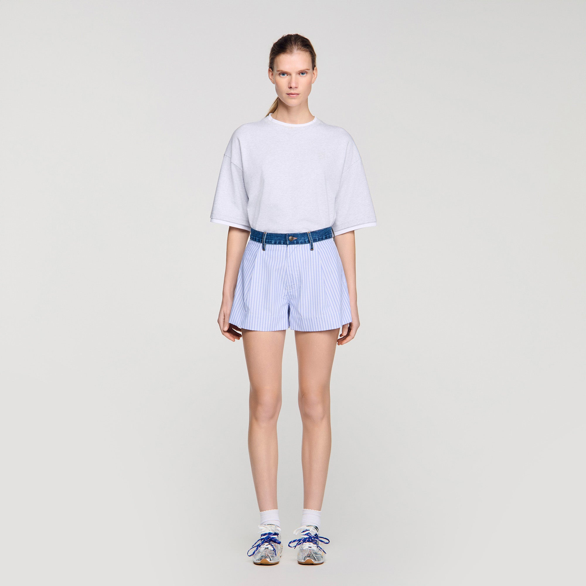 Eliaz Striped Shorts With Denim Details BLUE / GREEN