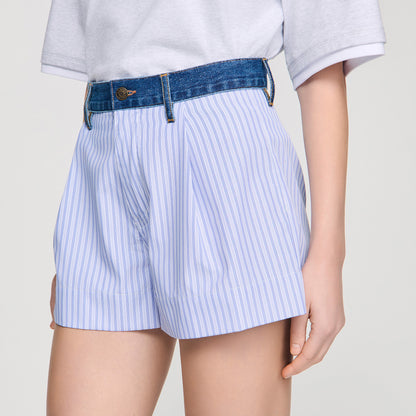Eliaz Striped Shorts With Denim Details BLUE / GREEN
