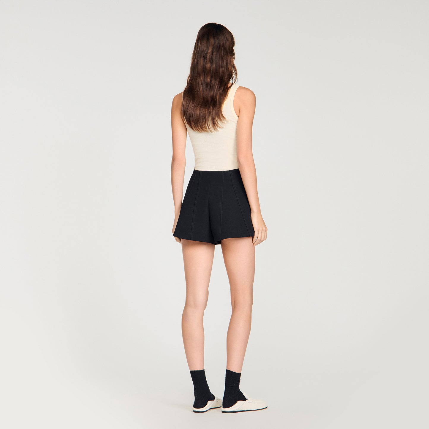 June Press-Stud Flared Shorts Black