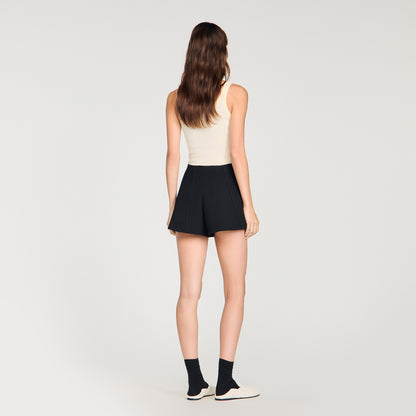 June Press-Stud Flared Shorts Black