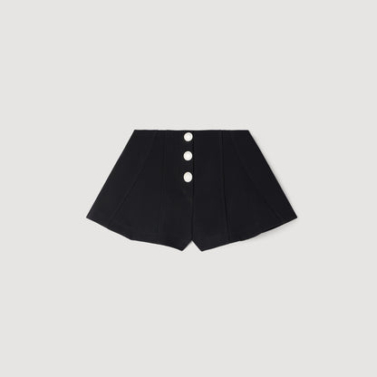 June Press-Stud Flared Shorts Black