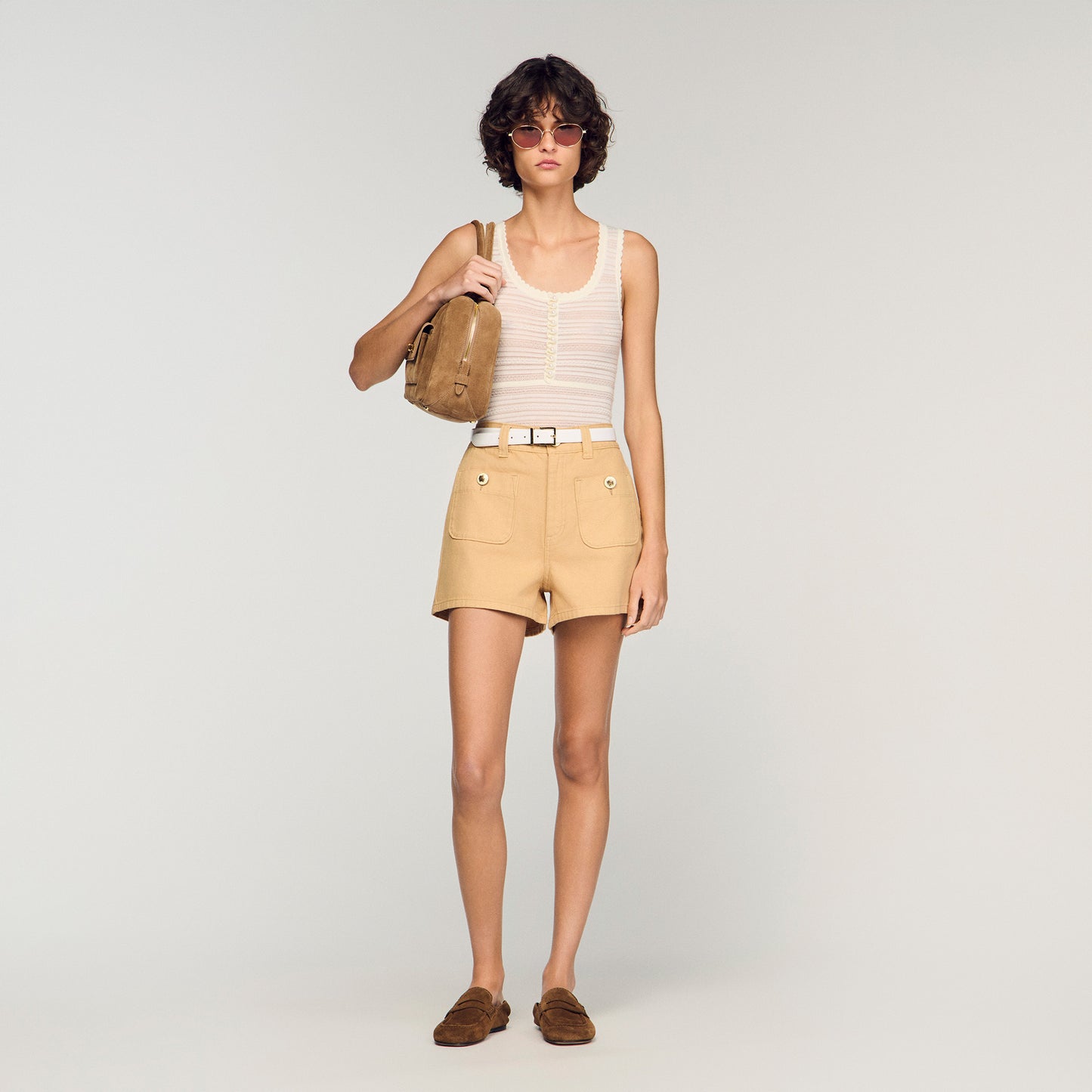 Denim Shorts Beige