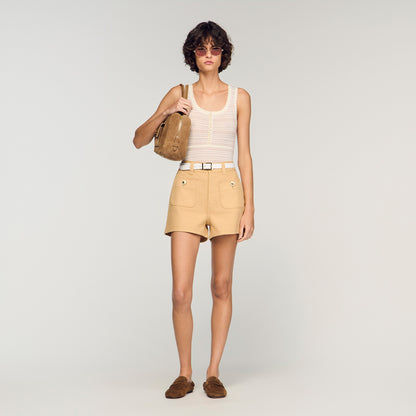Denim Shorts Beige