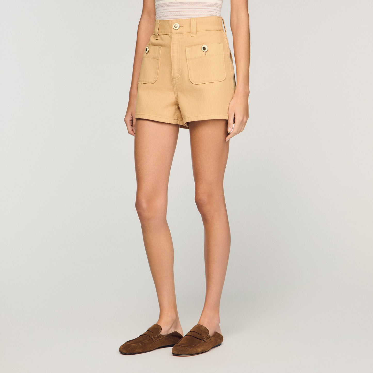 Denim Shorts Beige