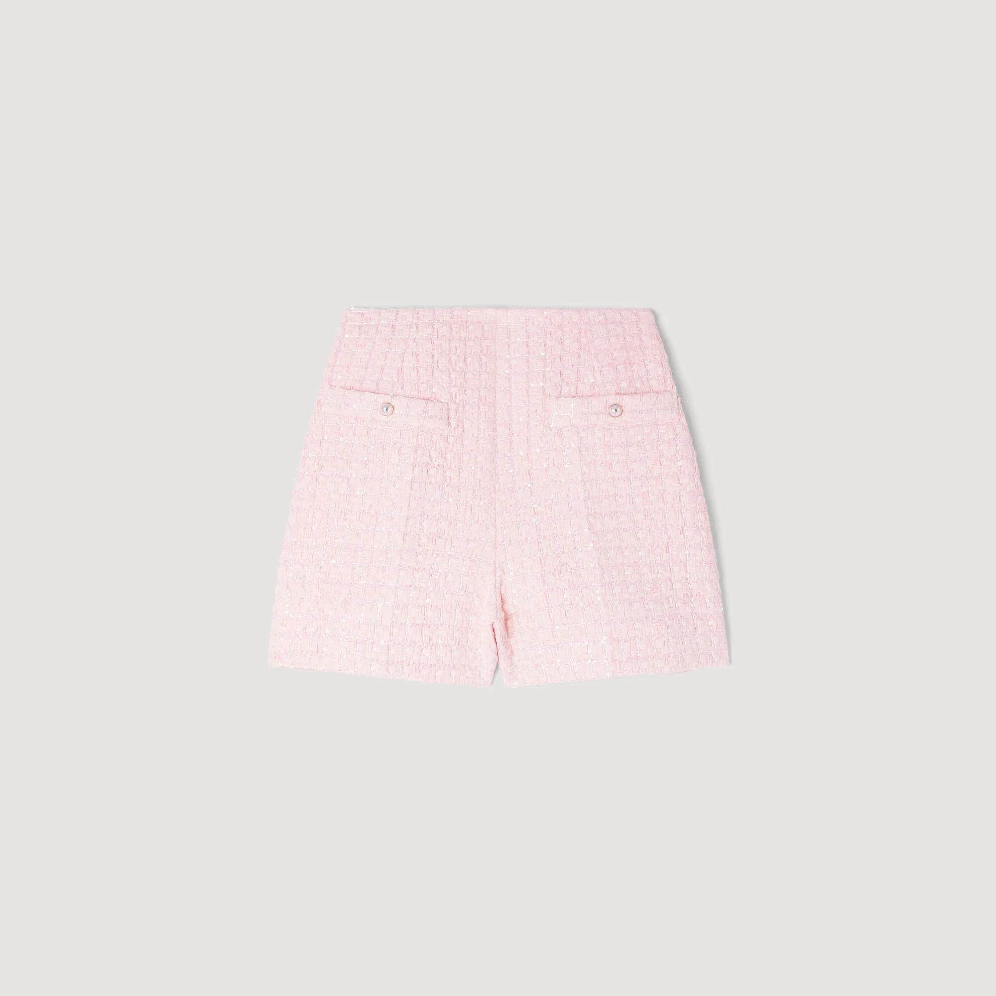 Demilys Sequin Check Tweed Shorts Pink