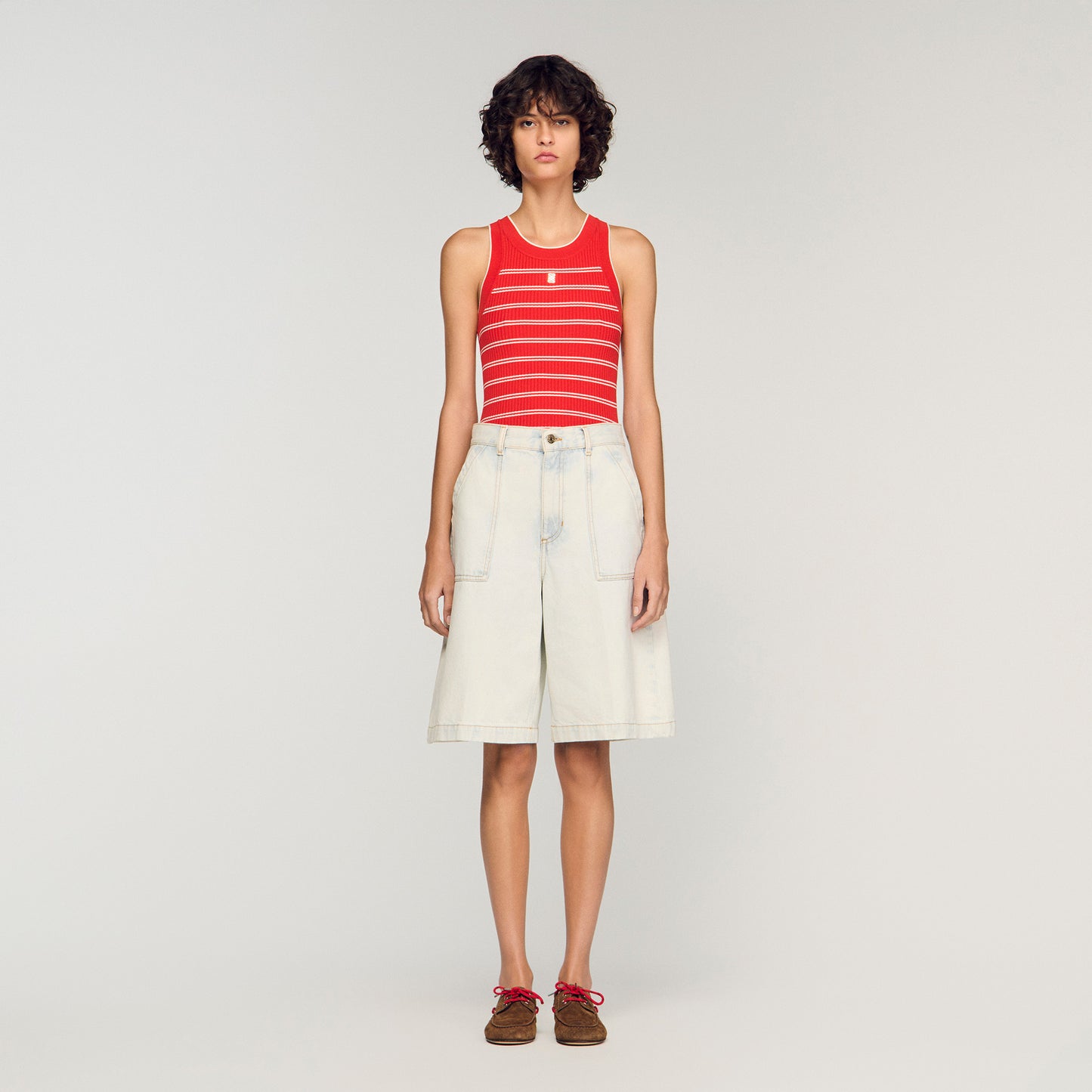 Washed Denim Bermuda Shorts Light Blue Jean