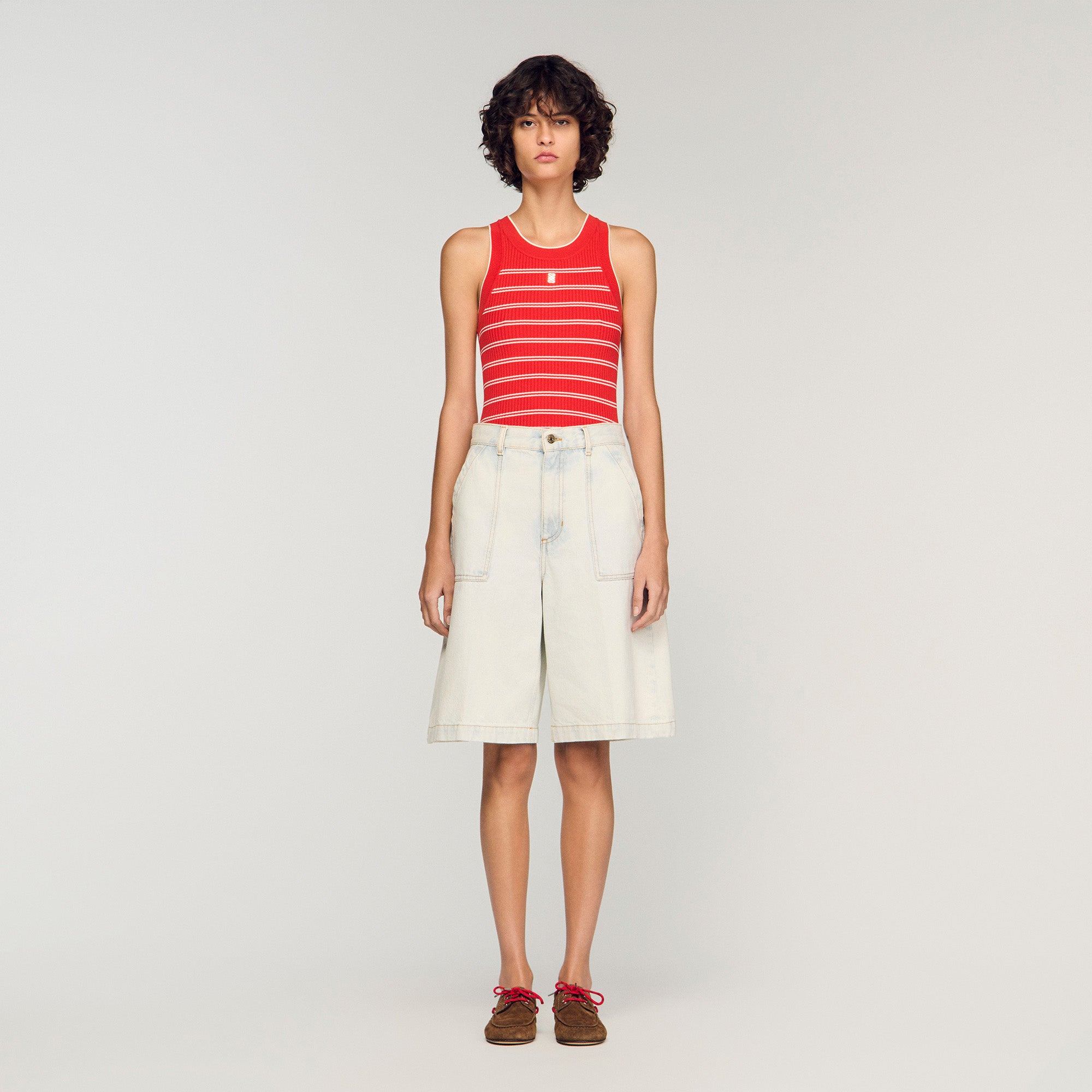 Washed Denim Bermuda Shorts Light Blue Jean