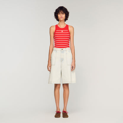 Washed Denim Bermuda Shorts Light Blue Jean