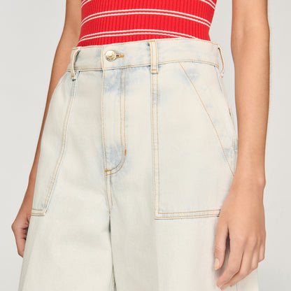Washed Denim Bermuda Shorts Light Blue Jean