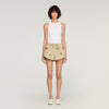 Nillo Floral Embroidered Striped Shorts Olive Green