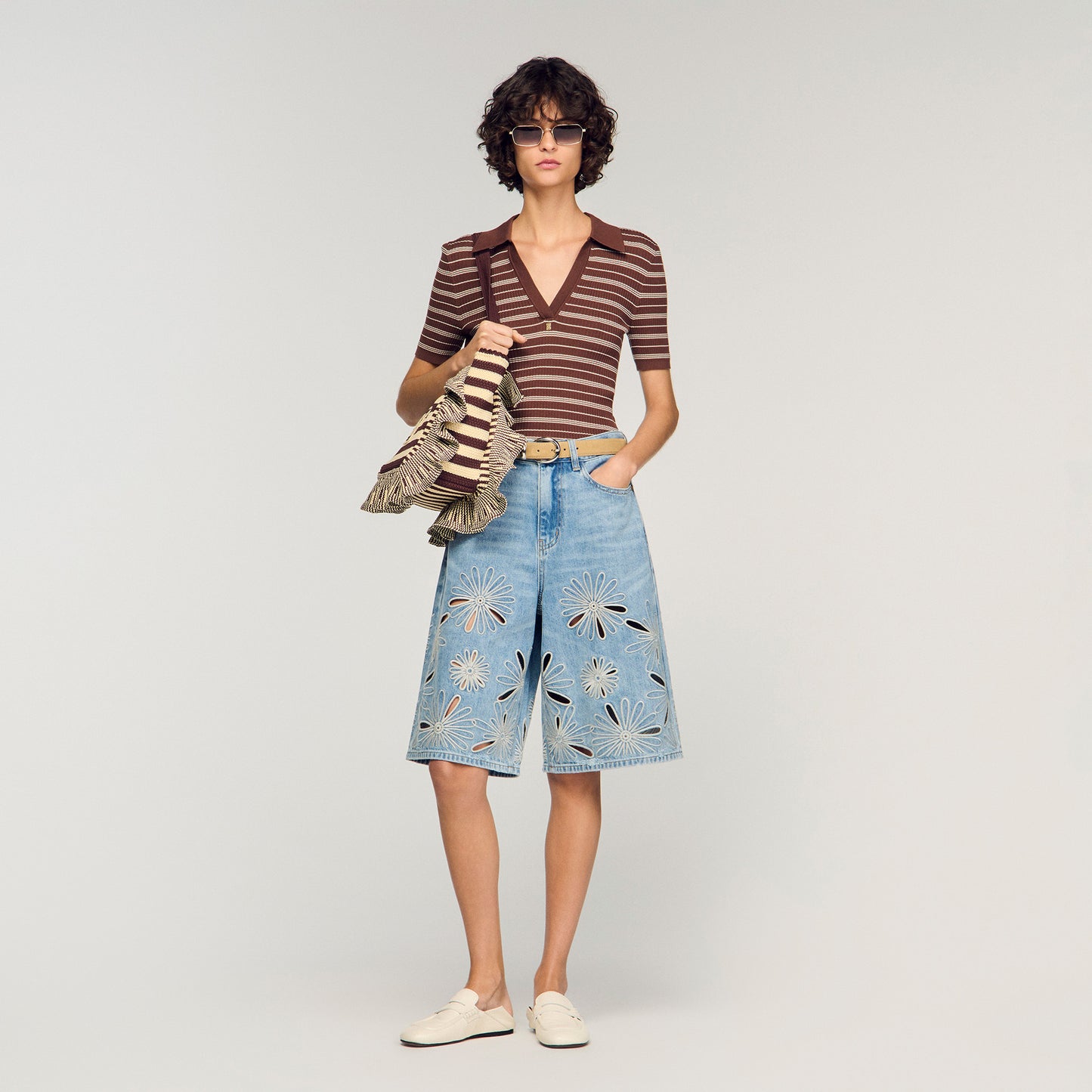 Liorea Embroidered Bermuda Shorts Blue Jean