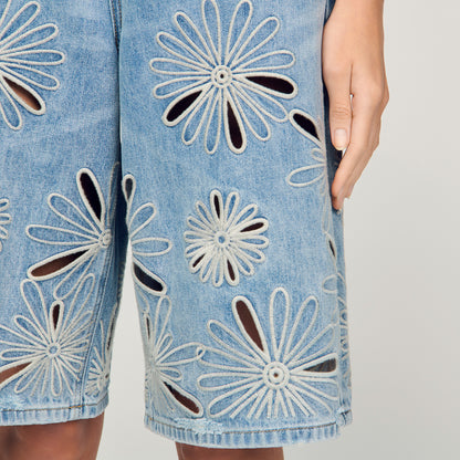 Liorea Embroidered Bermuda Shorts Blue Jean