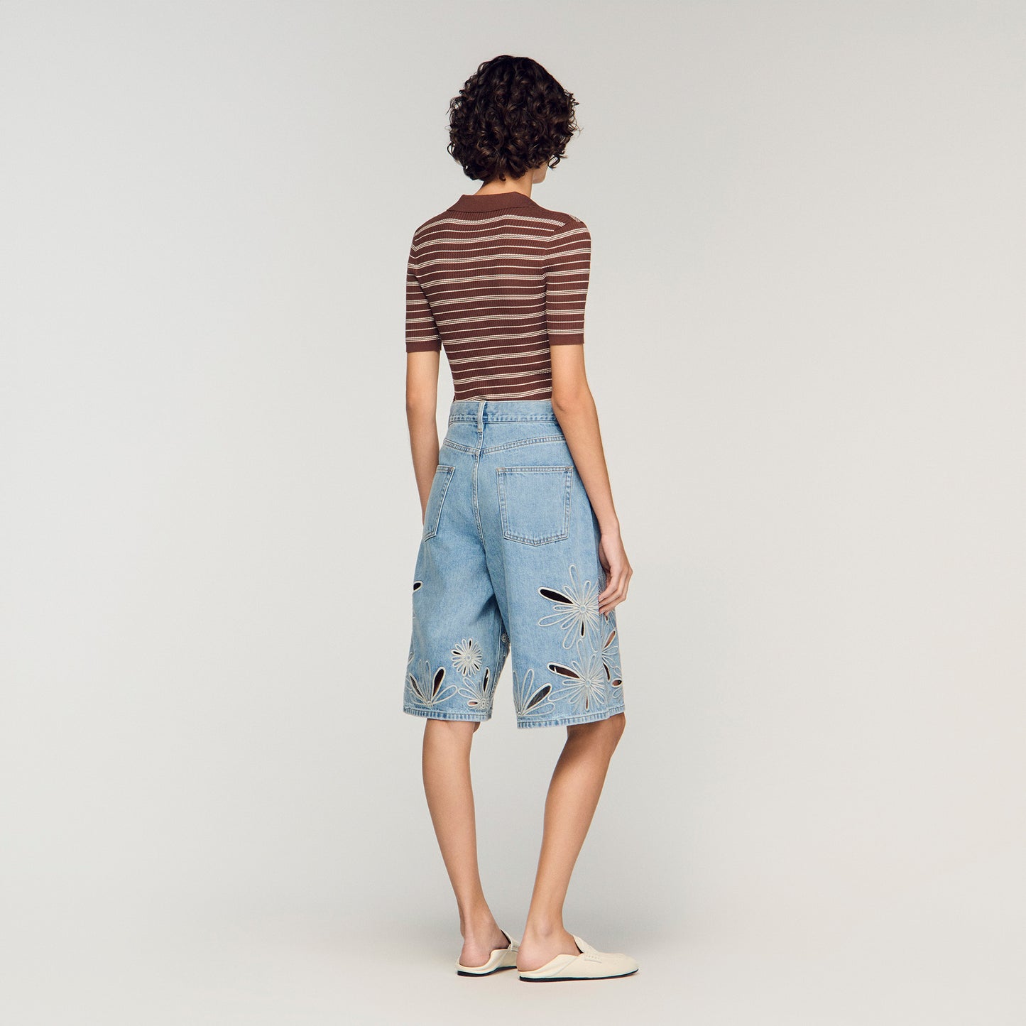 Liorea Embroidered Bermuda Shorts Blue Jean