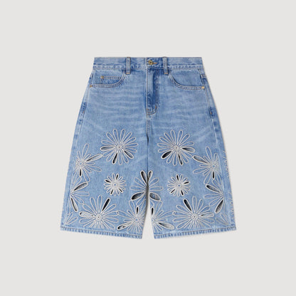 Liorea Embroidered Bermuda Shorts Blue Jean