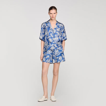 Pierlot Floral Print Shorts BLUE / ECRU