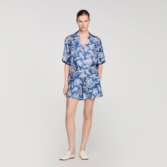 Pierlot Floral Print Shorts Blue / Ecru