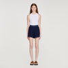 Mareo High-Waisted Crochet Shorts Navy Blue