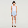 Migueli High-Waisted Beaded Crochet Shorts Sky Blue
