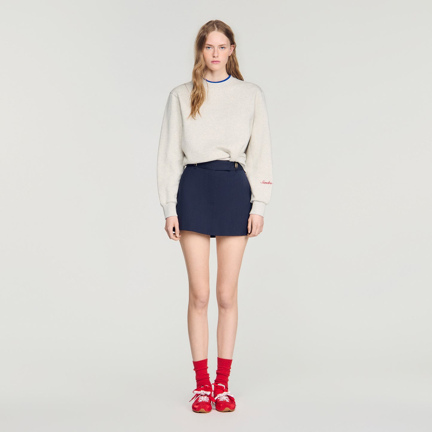 Altheora Striped wool skort Navy Blue