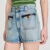 Solveig Denim shorts with leather detail Blue Jean