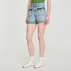 Solveig Denim shorts with leather detail Blue Jean