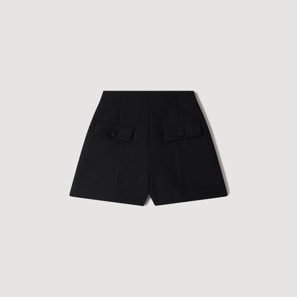 Lavandie High-waisted wool shorts Black