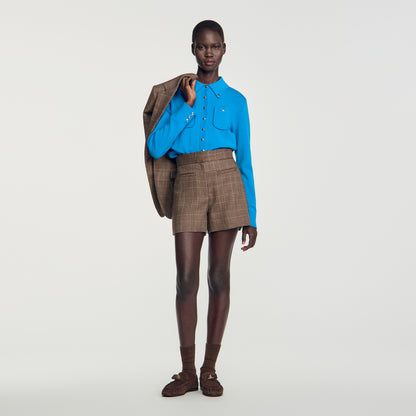 Finn Check wool shorts Taupe