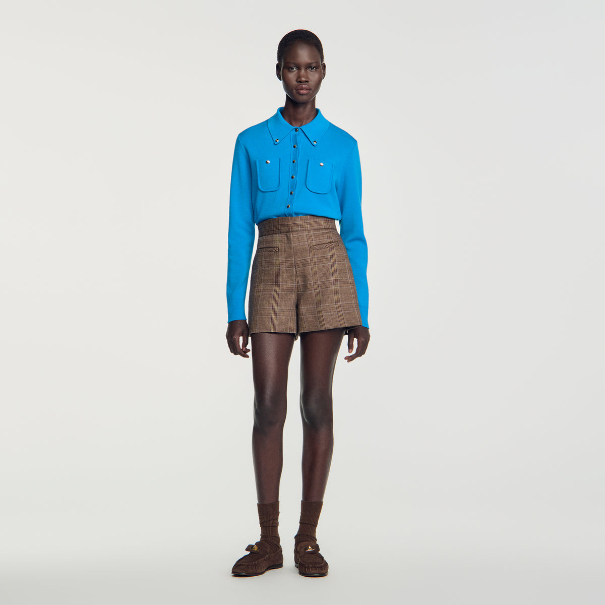 Finn Check wool shorts Taupe