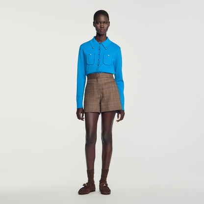 Finn Check wool shorts Taupe
